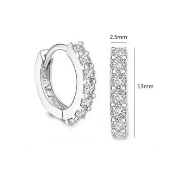 Cubic Zirconia Crystal &  Silver Hoop Earrings - Picture 5 of 5